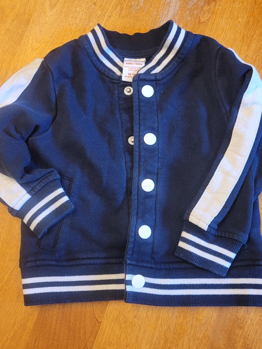 Joe Fresh Navy and White Snap-Front Kids Jacket